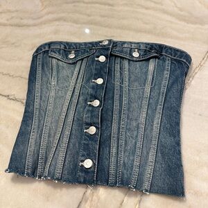 Corset Denim Strapless Top Zara